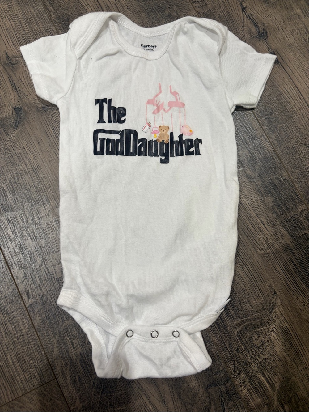Gerber White 'The Goddaughter' Infant One-Piece Bodysuit with Pink Accents
